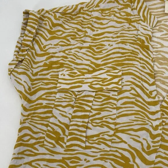 Anthropologie MAEVE Size XL Amira Utility Shirt Yellow Zebra Print - Picture 4 of 12